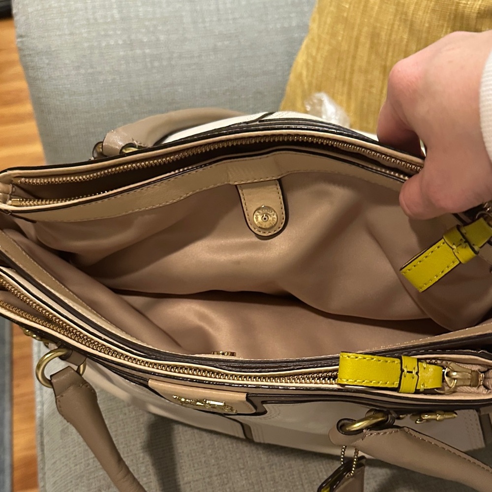 Coach White and Yellow Satchel - Picture 11 of 12